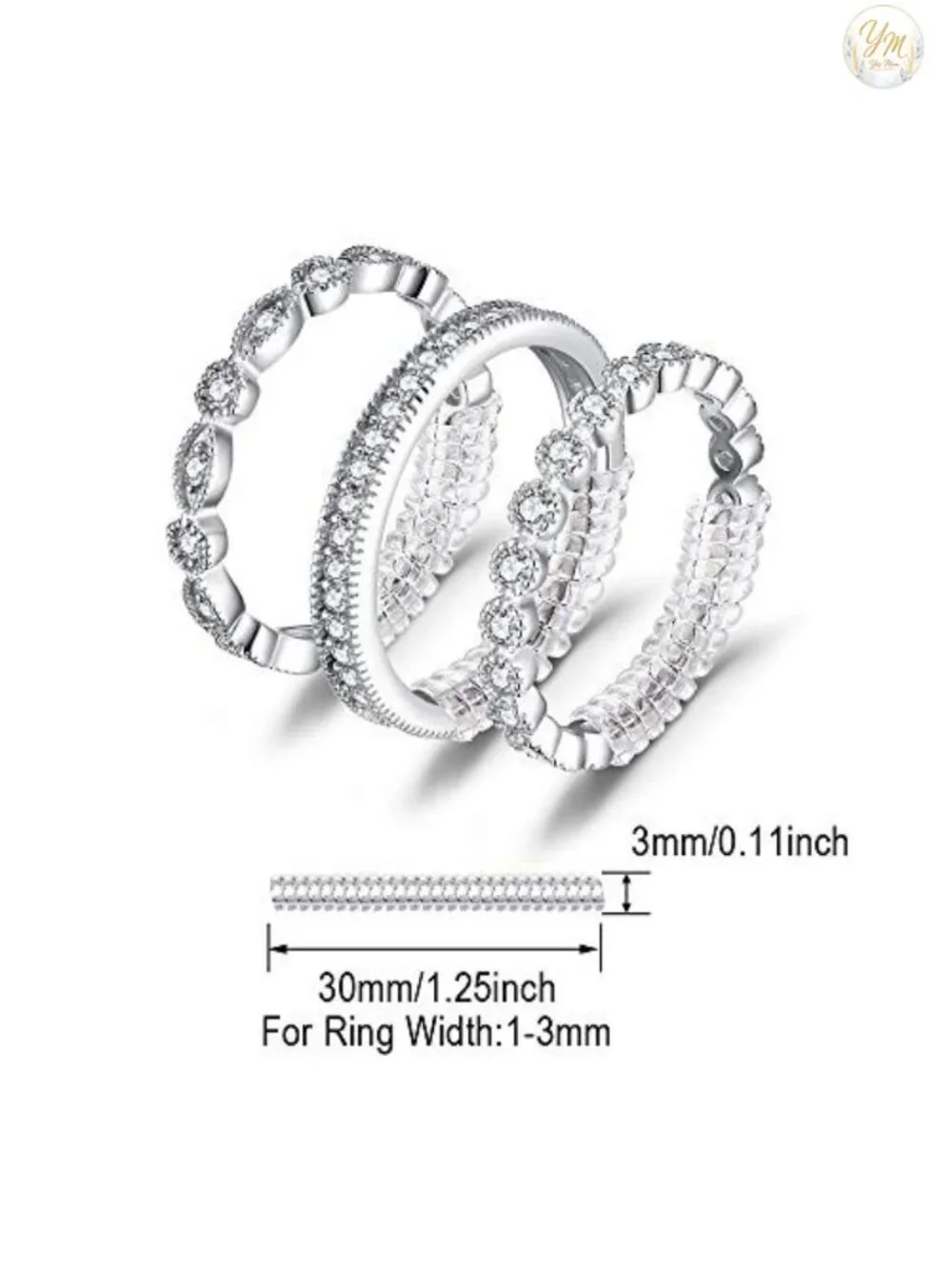 14K Gold Plated 925 Sterling Silver CZ Stackable Wedding Band Ring Set Women